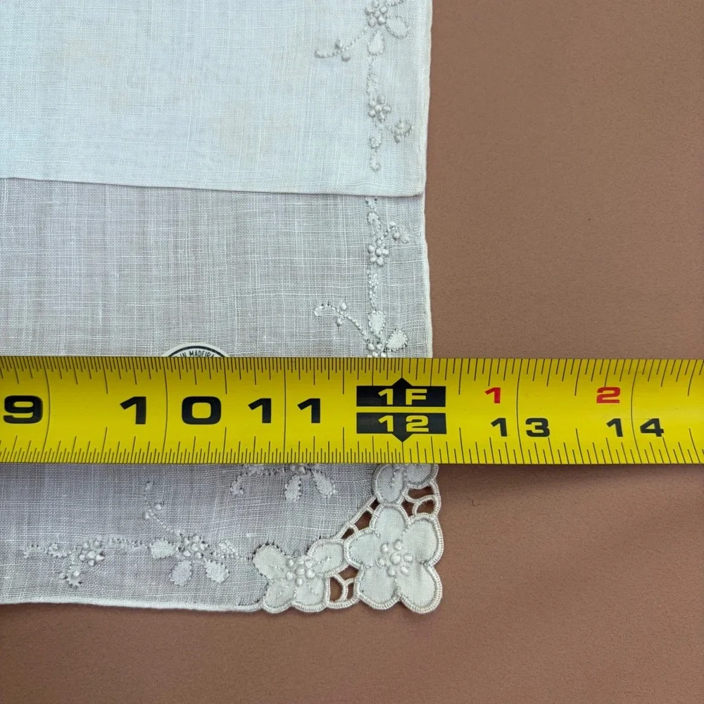 Vintage York Street Handkerchief Hand Made Madeira Linen Embroidered NOS Bridal
